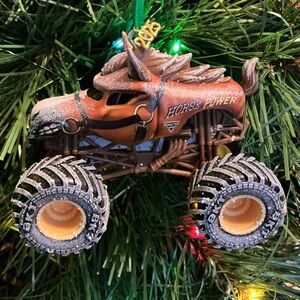 Monster Jam Horse Power Monster Truck Holiday Ornament w/snow